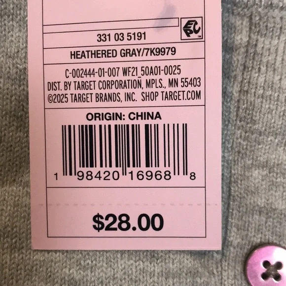 🆕Wild Fable Rosette Embroidered Button Down Gray Cardigan Various Sizes | NWT - Picture 7 of 8